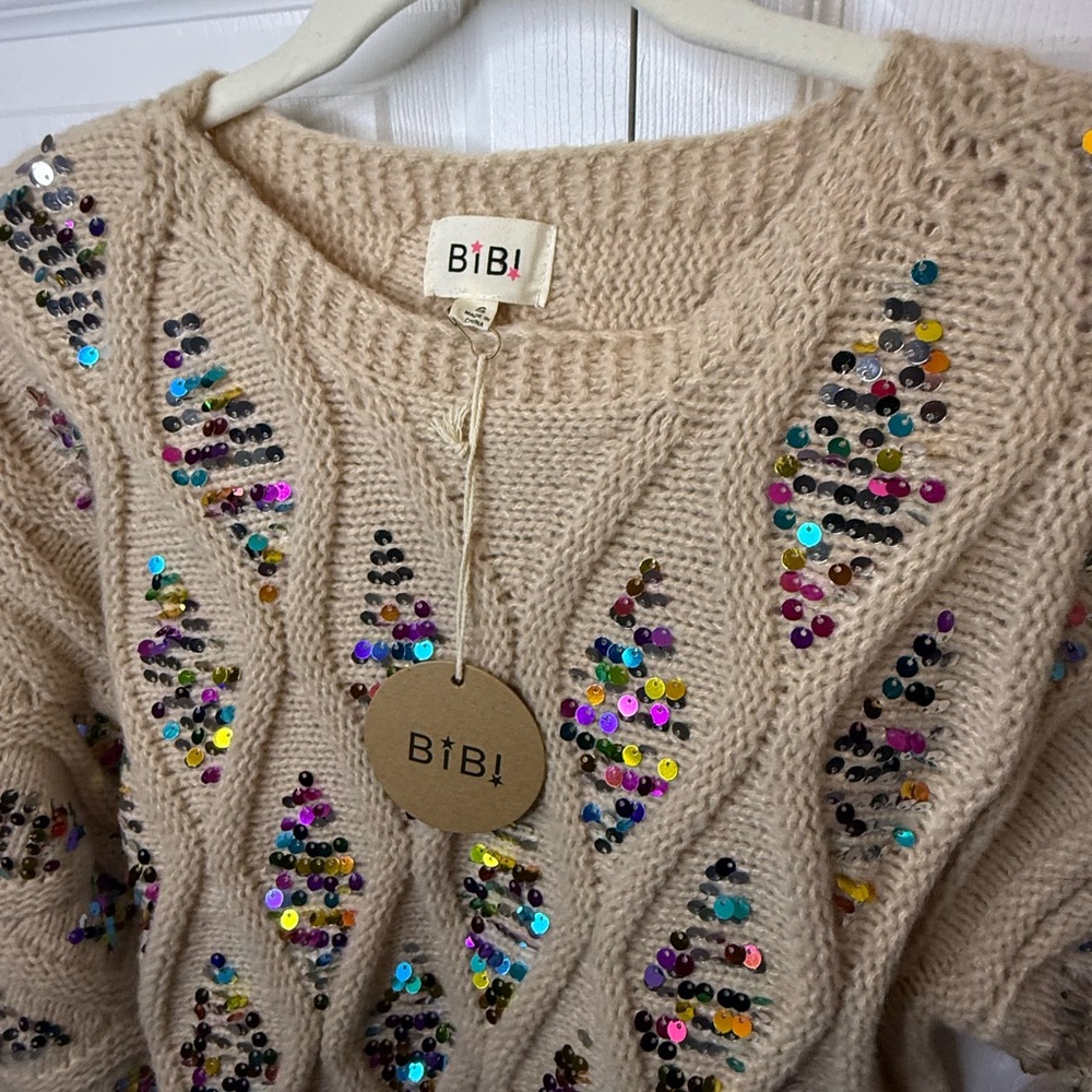BiBi Sequin Mardi Gras Sweater